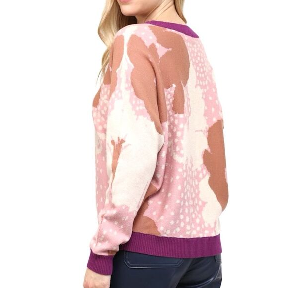 NWT FATE The Label Remi Abstract Floral Sweater Blush Tan Purple Size Medium NEW - Picture 7 of 13
